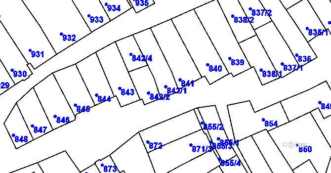 Parcela st. 842/1 v KÚ Dolní Bojanovice, Katastrální mapa