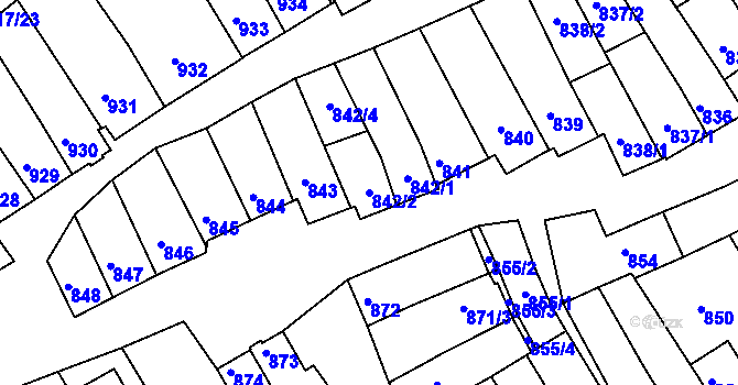 Parcela st. 842/2 v KÚ Dolní Bojanovice, Katastrální mapa