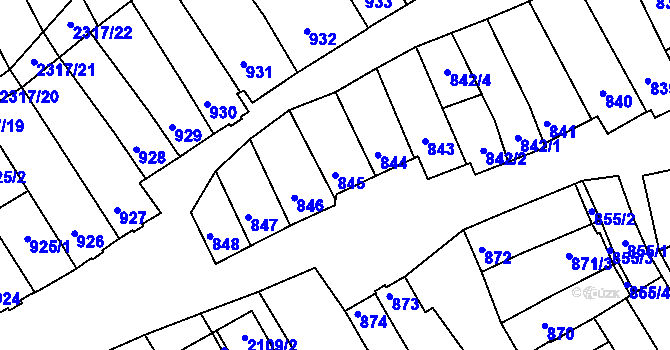 Parcela st. 845 v KÚ Dolní Bojanovice, Katastrální mapa