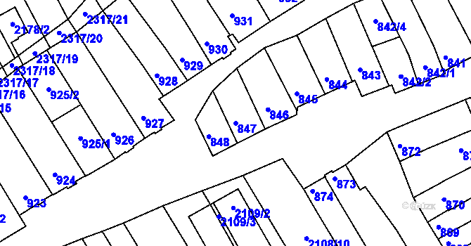 Parcela st. 847 v KÚ Dolní Bojanovice, Katastrální mapa