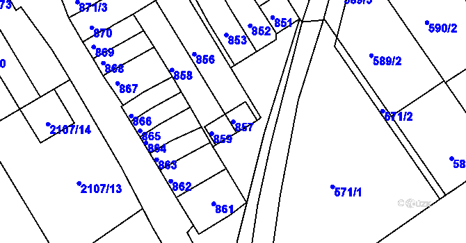 Parcela st. 857 v KÚ Dolní Bojanovice, Katastrální mapa