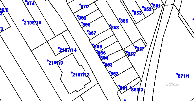 Parcela st. 865 v KÚ Dolní Bojanovice, Katastrální mapa