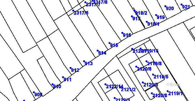 Parcela st. 914 v KÚ Dolní Bojanovice, Katastrální mapa