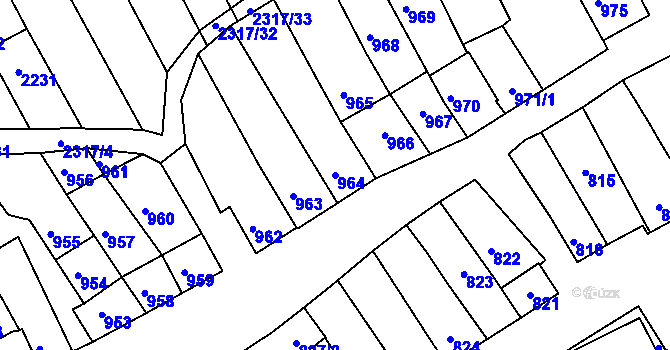 Parcela st. 964 v KÚ Dolní Bojanovice, Katastrální mapa