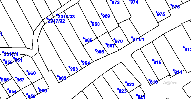 Parcela st. 966 v KÚ Dolní Bojanovice, Katastrální mapa