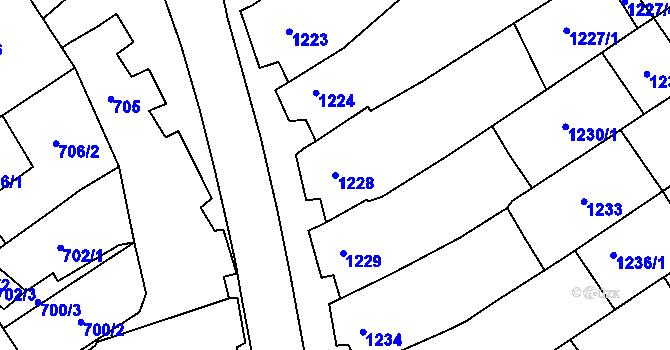 Parcela st. 1228 v KÚ Dolní Bojanovice, Katastrální mapa