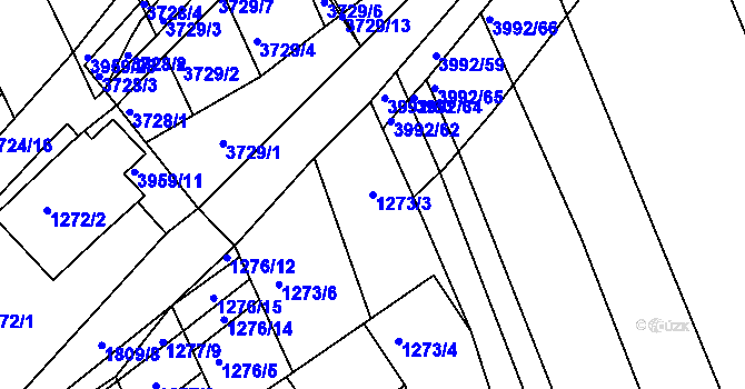 Parcela st. 1273/3 v KÚ Dolní Bojanovice, Katastrální mapa
