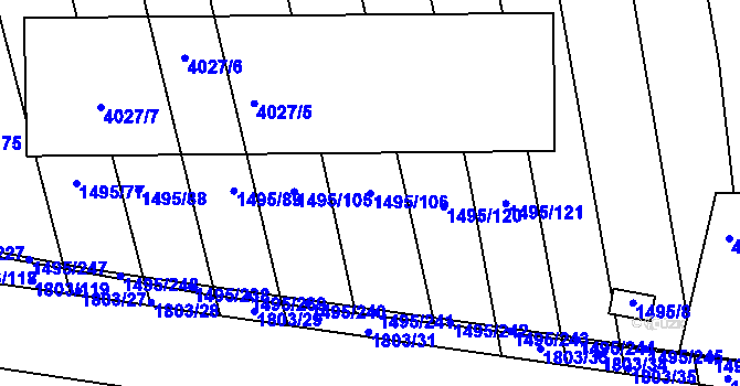 Parcela st. 1495/106 v KÚ Dolní Bojanovice, Katastrální mapa