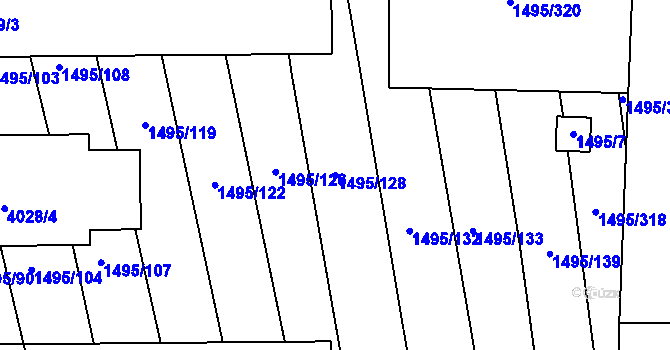 Parcela st. 1495/128 v KÚ Dolní Bojanovice, Katastrální mapa