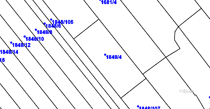 Parcela st. 1848/4 v KÚ Dolní Bojanovice, Katastrální mapa