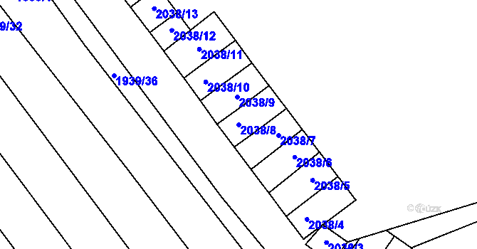 Parcela st. 2038/8 v KÚ Dolní Bojanovice, Katastrální mapa