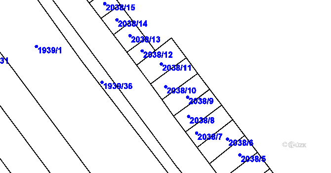 Parcela st. 2038/10 v KÚ Dolní Bojanovice, Katastrální mapa
