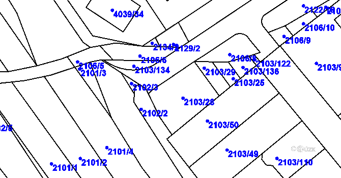 Parcela st. 2103/26 v KÚ Dolní Bojanovice, Katastrální mapa