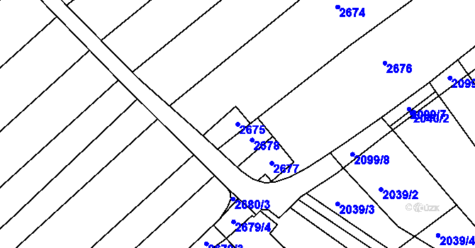 Parcela st. 2675 v KÚ Dolní Bojanovice, Katastrální mapa