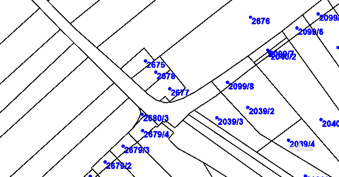 Parcela st. 2677 v KÚ Dolní Bojanovice, Katastrální mapa
