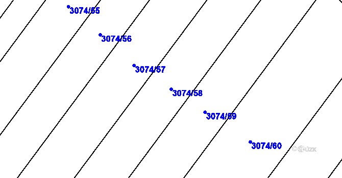 Parcela st. 3074/58 v KÚ Dolní Bojanovice, Katastrální mapa