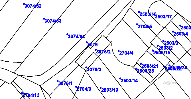Parcela st. 3076/2 v KÚ Dolní Bojanovice, Katastrální mapa