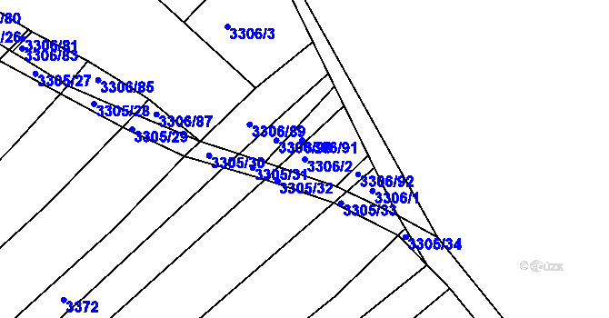 Parcela st. 3306/2 v KÚ Dolní Bojanovice, Katastrální mapa