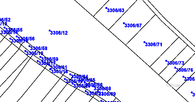 Parcela st. 3306/10 v KÚ Dolní Bojanovice, Katastrální mapa