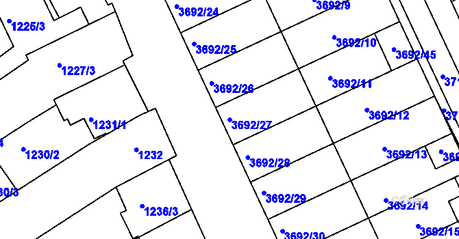 Parcela st. 3692/27 v KÚ Dolní Bojanovice, Katastrální mapa