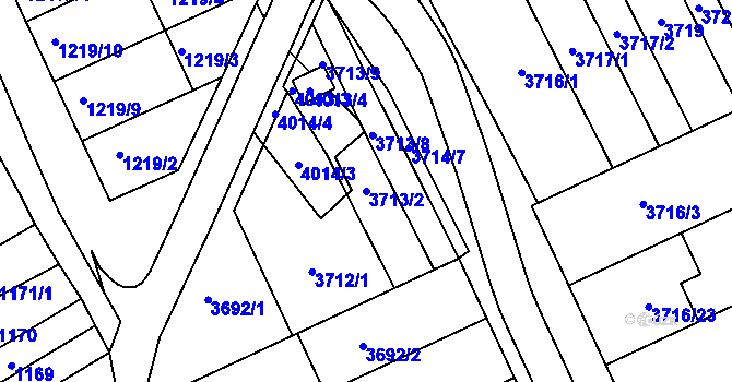 Parcela st. 3713/2 v KÚ Dolní Bojanovice, Katastrální mapa