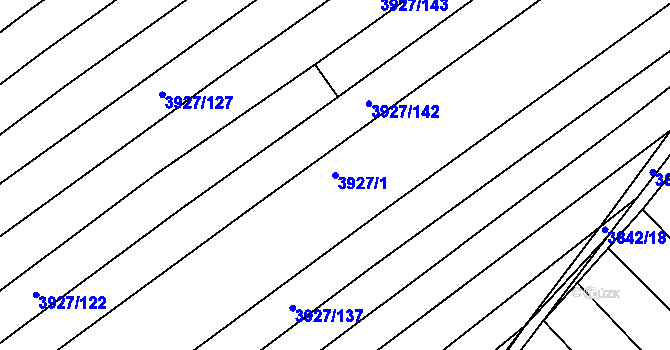 Parcela st. 3927/1 v KÚ Dolní Bojanovice, Katastrální mapa