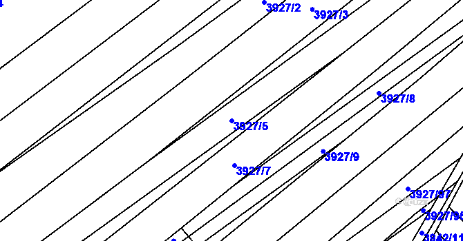 Parcela st. 3927/5 v KÚ Dolní Bojanovice, Katastrální mapa