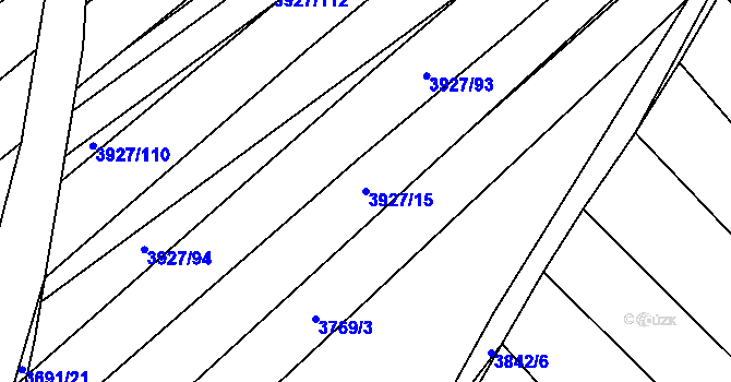 Parcela st. 3927/15 v KÚ Dolní Bojanovice, Katastrální mapa