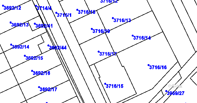 Parcela st. 3716/17 v KÚ Dolní Bojanovice, Katastrální mapa