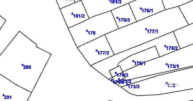 Parcela st. 177/3 v KÚ Dolní Bojanovice, Katastrální mapa
