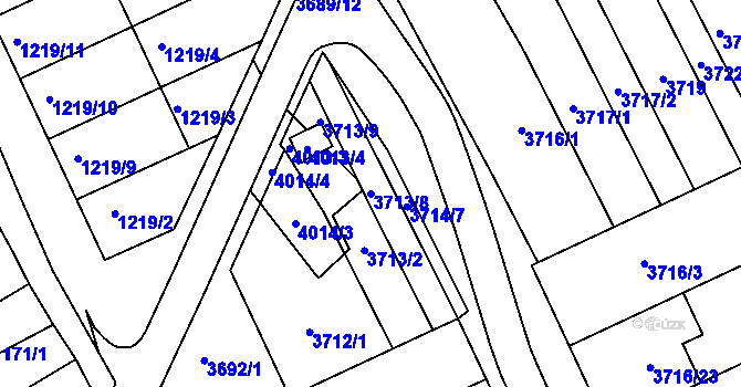 Parcela st. 3713/8 v KÚ Dolní Bojanovice, Katastrální mapa