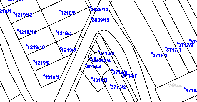 Parcela st. 3713/9 v KÚ Dolní Bojanovice, Katastrální mapa