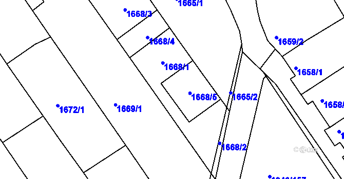 Parcela st. 1668/1 v KÚ Dolní Bojanovice, Katastrální mapa