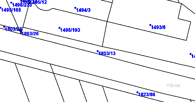Parcela st. 1803/13 v KÚ Dolní Bojanovice, Katastrální mapa
