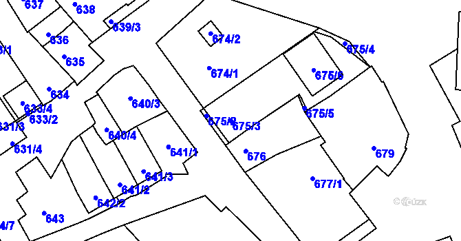 Parcela st. 675/3 v KÚ Dolní Bojanovice, Katastrální mapa