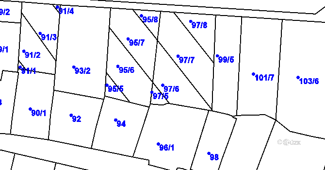 Parcela st. 97/6 v KÚ Dolní Bojanovice, Katastrální mapa