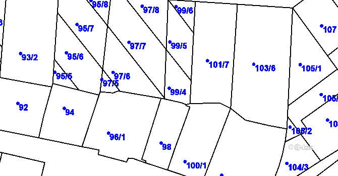 Parcela st. 99/4 v KÚ Dolní Bojanovice, Katastrální mapa