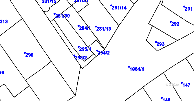 Parcela st. 294/2 v KÚ Dolní Bojanovice, Katastrální mapa