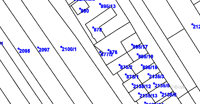 Parcela st. 877/2 v KÚ Dolní Bojanovice, Katastrální mapa