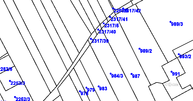 Parcela st. 984/1 v KÚ Dolní Bojanovice, Katastrální mapa