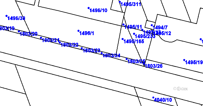 Parcela st. 1803/24 v KÚ Dolní Bojanovice, Katastrální mapa