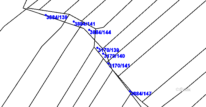 Parcela st. 3170/140 v KÚ Dolní Bojanovice, Katastrální mapa