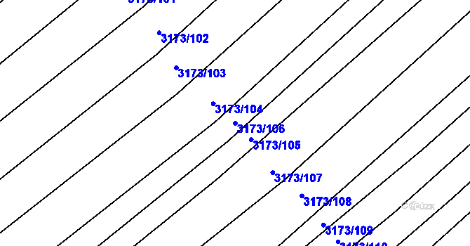 Parcela st. 3173/106 v KÚ Dolní Bojanovice, Katastrální mapa