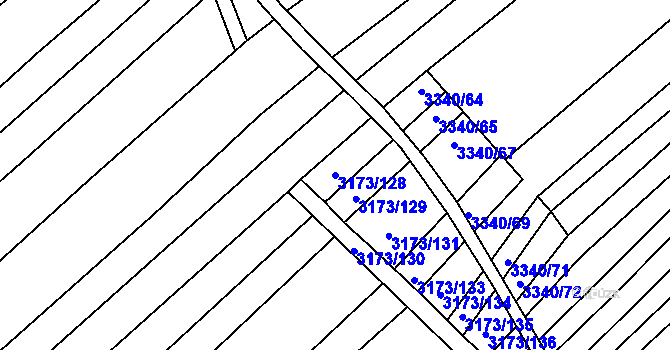 Parcela st. 3173/128 v KÚ Dolní Bojanovice, Katastrální mapa