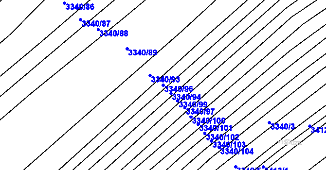 Parcela st. 3340/96 v KÚ Dolní Bojanovice, Katastrální mapa