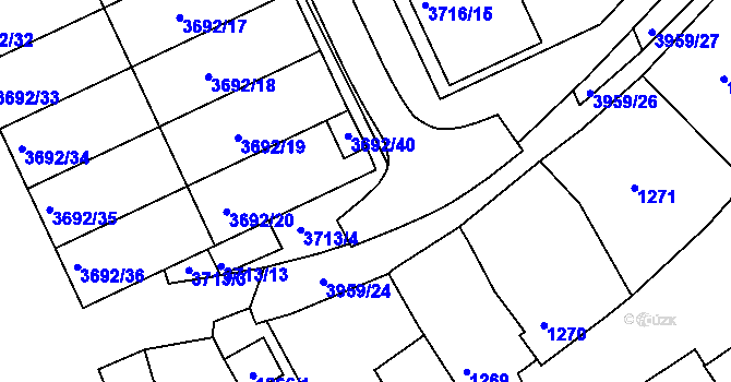 Parcela st. 3713/14 v KÚ Dolní Bojanovice, Katastrální mapa