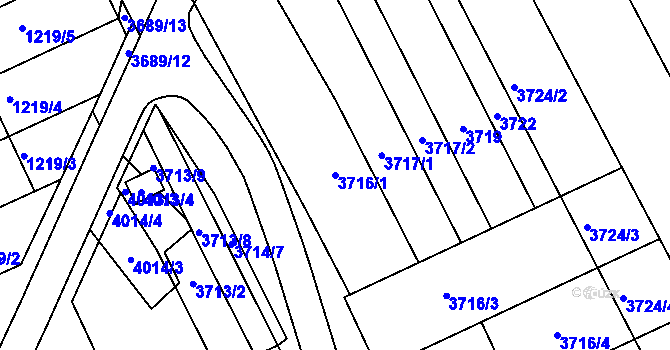 Parcela st. 3716/1 v KÚ Dolní Bojanovice, Katastrální mapa