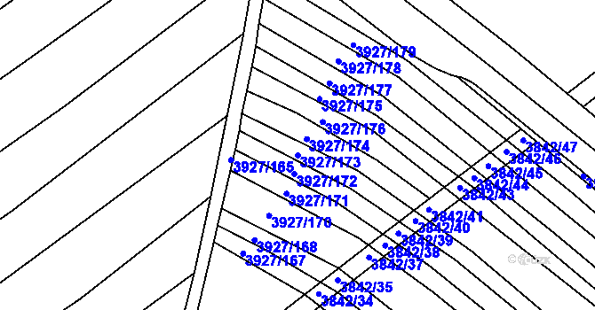 Parcela st. 3927/173 v KÚ Dolní Bojanovice, Katastrální mapa