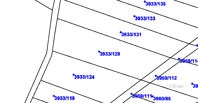 Parcela st. 3933/128 v KÚ Dolní Bojanovice, Katastrální mapa