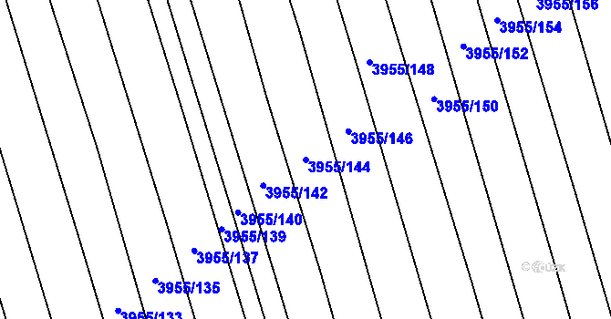 Parcela st. 3955/144 v KÚ Dolní Bojanovice, Katastrální mapa